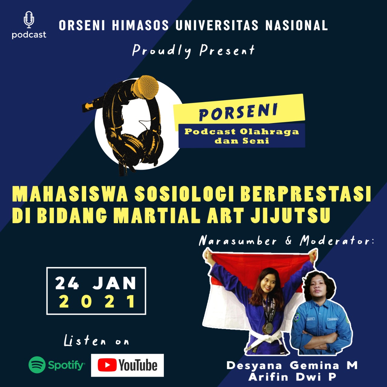Read more about the article “Podcast Prodi Sosiologi  FISIP UNAS: Mahasiswa Sosiologi Berprestasi  di Bidang Matrial Art Jijutsu”