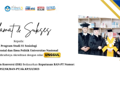 Program Studi S1 Sosiologi telah meraih Akreditasi dengan nilai “UNGGUL”