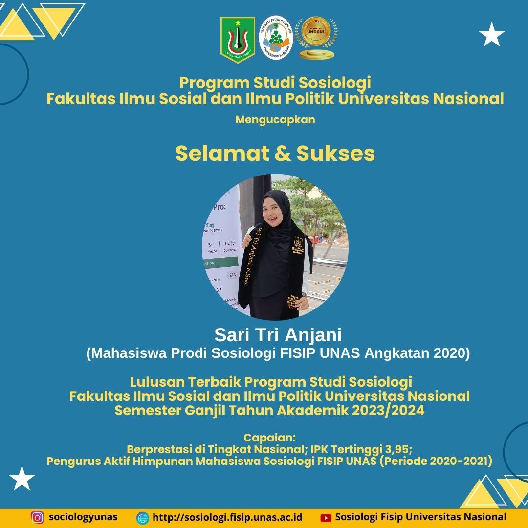 Read more about the article Lulusan Terbaik Prodi Sosiologi FISIP UNAS Semester Ganjil 2023/2024