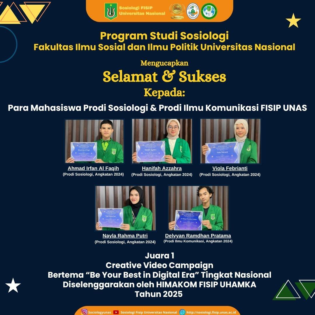 Read more about the article Mahasiswa Sosiologi & Komunikasi Juara 1 Creative Video Campaign
