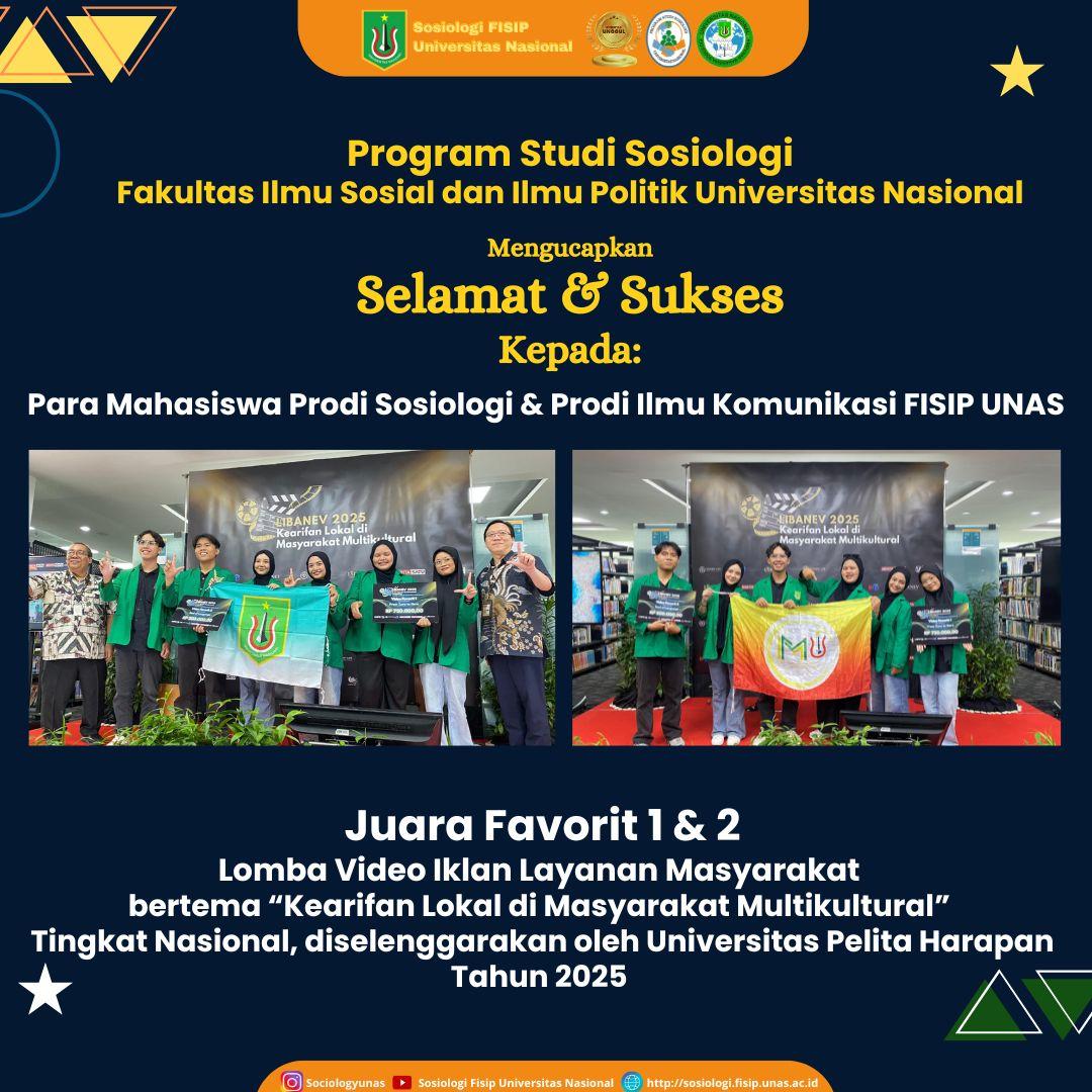 Read more about the article Mahasiswa Sosiologi & Komunikasi Juara Favorit 1 & Favorit 2 Lomba Video Iklan Layanan Masyarakat
